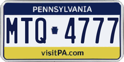 PA license plate MTQ4777