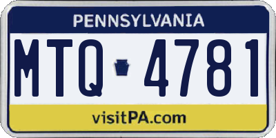 PA license plate MTQ4781