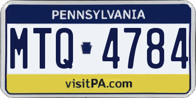 PA license plate MTQ4784