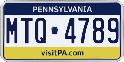 PA license plate MTQ4789