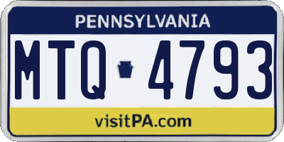 PA license plate MTQ4793