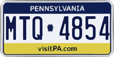 PA license plate MTQ4854