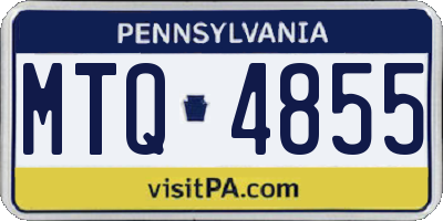 PA license plate MTQ4855