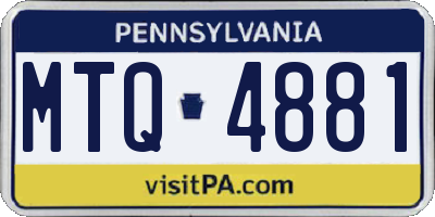 PA license plate MTQ4881