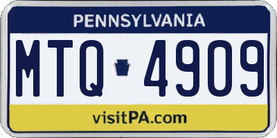 PA license plate MTQ4909