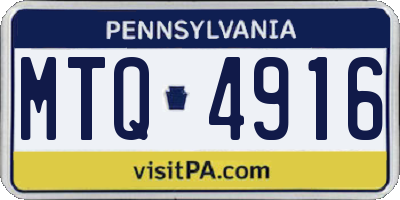 PA license plate MTQ4916