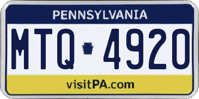 PA license plate MTQ4920