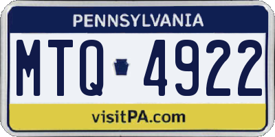 PA license plate MTQ4922