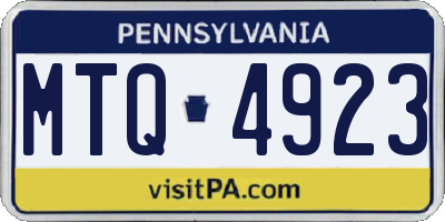PA license plate MTQ4923