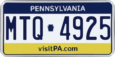 PA license plate MTQ4925
