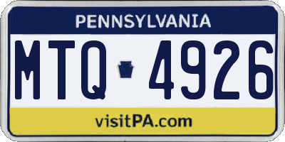 PA license plate MTQ4926