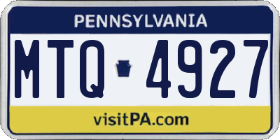 PA license plate MTQ4927