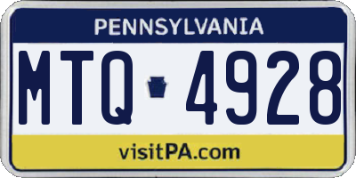 PA license plate MTQ4928