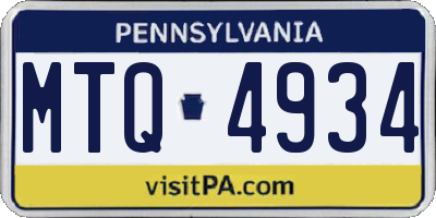 PA license plate MTQ4934