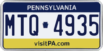 PA license plate MTQ4935