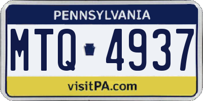 PA license plate MTQ4937