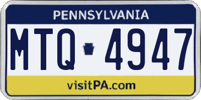 PA license plate MTQ4947