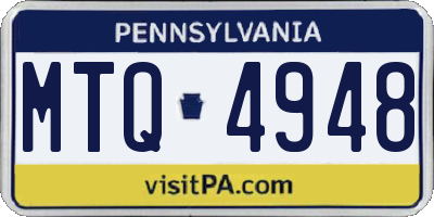 PA license plate MTQ4948