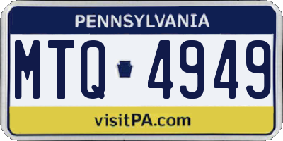 PA license plate MTQ4949