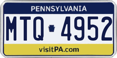 PA license plate MTQ4952