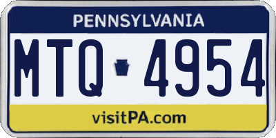 PA license plate MTQ4954