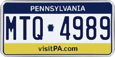 PA license plate MTQ4989