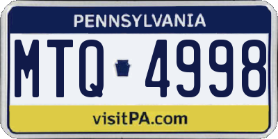PA license plate MTQ4998