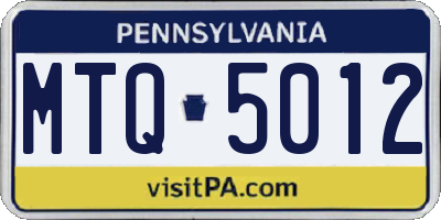 PA license plate MTQ5012