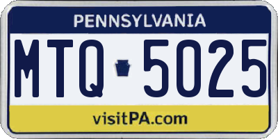 PA license plate MTQ5025