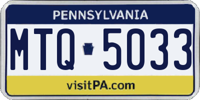 PA license plate MTQ5033