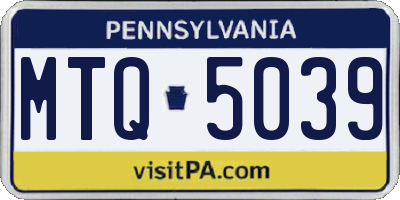 PA license plate MTQ5039