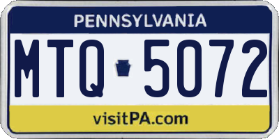 PA license plate MTQ5072
