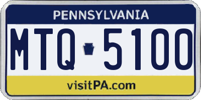 PA license plate MTQ5100