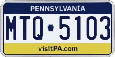 PA license plate MTQ5103