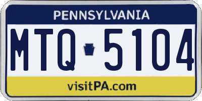 PA license plate MTQ5104