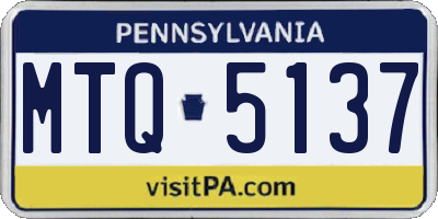 PA license plate MTQ5137