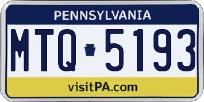 PA license plate MTQ5193