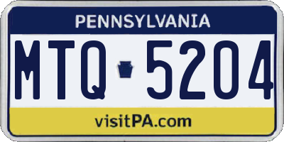 PA license plate MTQ5204