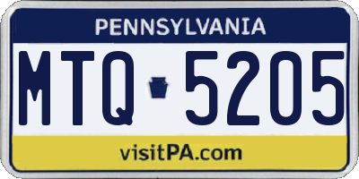 PA license plate MTQ5205