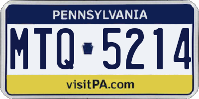 PA license plate MTQ5214