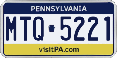 PA license plate MTQ5221