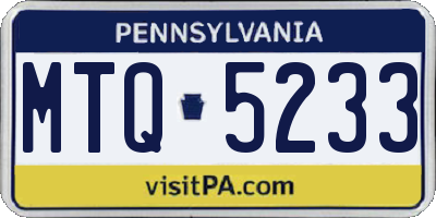 PA license plate MTQ5233