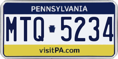 PA license plate MTQ5234