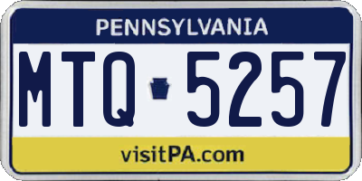 PA license plate MTQ5257