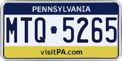 PA license plate MTQ5265