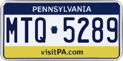 PA license plate MTQ5289