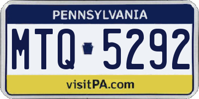 PA license plate MTQ5292