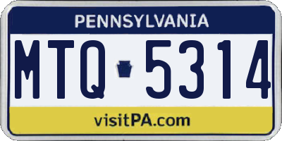 PA license plate MTQ5314