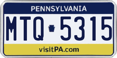 PA license plate MTQ5315