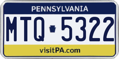 PA license plate MTQ5322